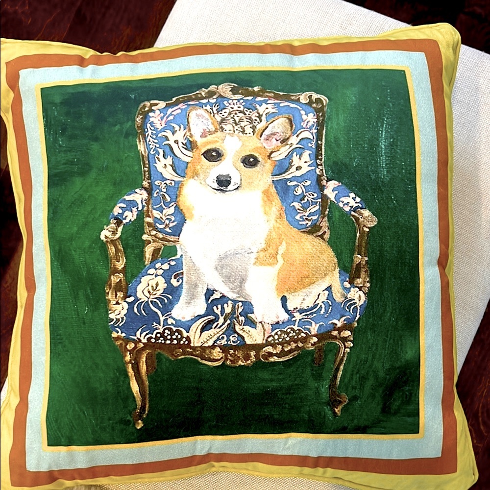 Anthropologie Corgi Decorative Pillow